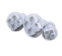 Cabilock 3Piezas Cortadores de Fondant Forma de Cortadores de Émbolo para Decoración de Tartas y Galletas Molde de Plástico de Alimenticio Blanco