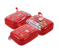 Cabilock 3piezas Mini Billetera Navideña de Hojalata Bolsitas para Dulces y Auriculares Monederos Navideños para Guardar Cables de Datos Adornos para Colgar el Árbol Porta Dulces
