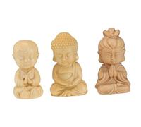 Cabilock 3piezas Mini Estatuas De Buda Talladas Mano De Boj para Decoración De Macetas Bonsáis y Paisajes Miniatura para Adornar Hogar Escritorio y Jardines Pequeños