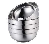 Cabilock 4 cuencos de acero inoxidable de 12 cm de doble capa aislados para ensalada de niños pequeños