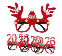 Cabilock 4 monturas para gafas de fiesta navideñas con purpurina LED, gorro de Papá Noel, reno, disfraz, accesorios para fotomatón.