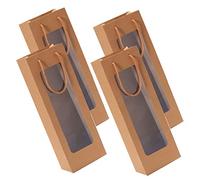 Cabilock 4 Piezas Bolsa De De Vino Bolsas De Celofán Bolsas De Arpillera Abridor De Botellas De Vino Cajas Bolso De Lazo De Arpillera Transportistas Favor Papel Kraft Light Brown