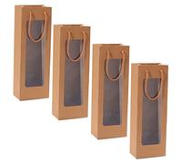 Cabilock 4 Piezas Bolsa De De Vino Embalaje Doble Abridor De Botellas De Vino Bolsas De Celofán Decantador De Vino Bolso De Lazo De Arpillera Cajas Favor Papel Kraft Light Brown