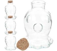 Cabilock 4 Piezas Botella Decorativa de Deseos de Vidrio Tapón de Corcho | Vidrio Transparente y Madera, Diseño de Mesa, para Manualidades, Perfumes y Caramelos Pequeños