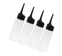 Cabilock 4 piezas Botellas Aplicadoras Transparentes para Cabello con Punta Inclinada Botellas Exprimibles para Mezcla de Tintes y Champú para Peluquería y Coloración Precisa