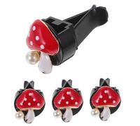 Cabilock 4 Piezas Clip Ambientador Coche Forma Seta Decoración Ventilación Fragancia Interior Vehículo Accesorio Rojo