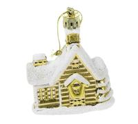 Cabilock 4 Piezas Colgante casa de Navidad árbol de Navidad Adornos Colgantes de Navidad Colgantes navideños Casitas navideñas Decoraciones Colgantes Accesorios de Fiesta el plastico Golden