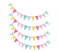 Cabilock 4 Piezas Guirnalda de Banderines Triangulares de Lino Coloridos Decoración Creativa para Fiestas de Cumpleaños Bodas Románticos Banderas por Tira de Metros