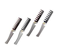 Cabilock 4 piezas Peines Plegables Metálicos para Hombre con Mango de Acero Inoxidable para Cabello y Barba con Abrebotellas Diseño Vintage Portátil Dientes Grandes y Pequeños Negro y