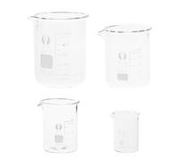 Cabilock 4 Piezas Vasos de Precipitados Resistentes al Calor de Estable (10 Ml, 25 Ml, 50 Ml, 100 Ml) Escala Graduada Impresa y Diseño Transparente para Medición para