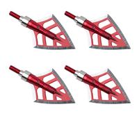 Cabilock 4 Puntas de Flecha Rosca para Caza Compatibles Recurvos y Compuestos Acero Inoxidable 3 Hojas para Flechas de Fibra de Vidrio y Carbono Color Rojo Pack de 4 Unidades