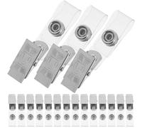 Cabilock 40 Clips Metálicos para Insignias con Adaptador de Clip y Correas de Pvc Transparente, Porta Credenciales para Tarjetas de Identificación y Credencial de Trabajo, Uso Oficina