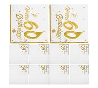 Cabilock 40 Unidades Servilletas de Papel Diseño de Cumpleaños Dorado para Fiesta, Servilletas Desechables de Cena con Adorno Elegante para Cumpleaños