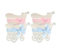 Cabilock 4piezas Cesta De Ratán Simulada Para Cochecito Carrito De Dulces Rellenable Decoración De Shower Para Bodas y Fiestas De Cumpleaños Lazo