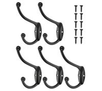Cabilock 5 Ganchos Colgantes de Hierro Negro para Pared Resistentes Marcas Perchas para Baño y Cocina Soporte Robusto para Ropa y Utensilios Domésticos Uso Hogar y Puerta