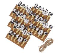 Cabilock 5 Paquetes Clips de Fotos de Madera con Diseño de Vaca de Sujetadores de Memo Clips Decorativos con Cuerda de Yute Unidades Total