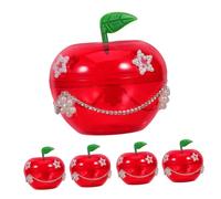 Cabilock 5 Piezas Caja de Almacenamiento de Joyas de Manzana Tarro de Manzana para Dulces Caja de Dulces para Rellenar Decoraciones Navideñas Regalos de Fiesta