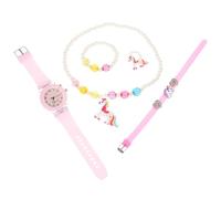 Cabilock 5 Piezas Conjunto de Reloj Analógico Pulsera de Unicornio | Diseño de Unicornio de Dibujos, Correa de Silicona Ajustable, Obsequio para Niñas, Uso Diario y Vestir