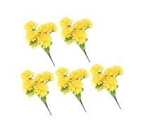 Cabilock 5 Piezas Flores Artificiales Amarillas de Crisantemo de Cabezas Tallos de Seda Duraderos para Decoración de Tumbas Flores Falsas Seguras y Realistas para Cementerio