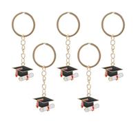 Cabilock 5 Piezas Llavero de Metal Colgante de Gorro de Doctor, Pack para Obsequio de Graduación Estudiantil, Decoración Temática para Bolsos y Llaves en Fiestas de Graduación
