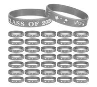 Cabilock 50 Unidades Pulseras y Fiestas de Fin de Año 2026 de Graduación Color Plata de Silicona Resistentes y Suaves, para Celebraciones de Graduación