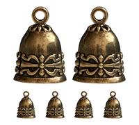 Cabilock 6 Campanas Colgantes Vintage de Latón Macizo Mini Campanillas Decorativas Artesanales para Manualidades Adornos Colgantes para Guirnaldas Joyería y Decoración Navideña