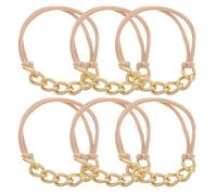 Cabilock 6 gomas elásticas para el pelo con cadena y eslabones metálicos, pulseras y coleteros para mujeres y niñas, accesorios de moda.