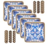 Cabilock 6 piezas Botones de Presión Profesionales Diseño de Porcelana Azul y Blanca de Broches Metálicos Duraderos para Manualidades y Ropa para Reparación y DIY