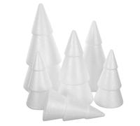 Cabilock 6 Piezas Cono de Espuma de Color Claro para Árbol de Navidad, | 15, 20 y 25cm, Poliestireno Ligero, Mantiene la Forma, Decoración Festiva para Mesas y Proyectos Creativos