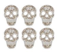 Cabilock 6 Piezas Parche Termoadhesivo de Calavera Resina y Autoadhesivo para Ropa y Bolsos, Apliques Decorativos para Ropa Diaria y Fiestas, Diseño Punk Llamativo