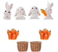 Cabilock 8 Piezas Estatua de Conejo en Miniatura de Resina Pequeña Decoración de Conejo para Decoración de Pastel Cocina y Mesita de Noche de Pascua para Niñas
