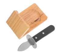 Cabilock Abridor de Ostras Profesional Inoxidable con Soporte de Madera Herramienta de Cocina para Mejillones y Ostras Set de Utensilios de para Hogar y Restaurantes