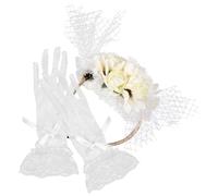 Cabilock Accesorios para Boda con Tocado de Encaje Floral y Guantes de Novia Elegante Complemento para Fiesta Banquete y Ceremonia Nupcial Diseño Ligero y Reutilizable para Mujer