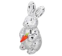 Cabilock Adorno de Conejo de Pascua Bola de Discoteca Reflectante, Figura Decorativa Retro de 15 Cm Mosaico de Espejo para Decoración de Mesa y Fiesta Temática