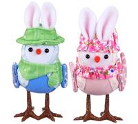 Cabilock Adorno De Pascua Estatuas De Pájaros con Orejas De Decoración De Primavera Escritorios Y Mesas 2 Piezas X 4