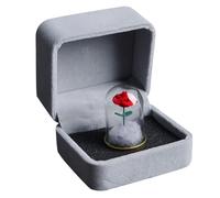 Cabilock Adorno Decorativo Rosa Conservada con Cubierta de Vidrio y Base Aterciopelada, Flor Duradera para Escritorio y Hogar, Obsequio Romántico para San Valentín y Navidad, Decoración