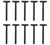 Cabilock Afeitadora Desechable Antideslizante de Doble Capa en Acero al Carbono para Depilación Corporal y Tatuajes Color Negro 10 Unidades para Brazos y Espalda Recortadora Manual