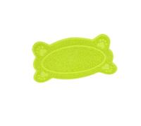 Cabilock Alfombrilla para Arena de Gatos Antideslizante en Forma de Hueso Color Verde, Resistente a Arañazos y Protección para Suelos y Alfombras