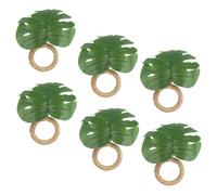 Cabilock Anillos de Servilleta Realistas Diseño de Hoja Monstera, Color Verde Natural, Paquete de 6 Piezas para Decoración de Mesa en Fiestas y Reuniones