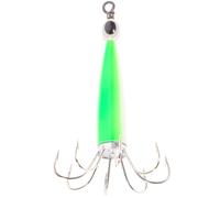 Cabilock Anzuelo de Calamar Luminoso Doble para Pesca Cerbatana, Señuelo Artificial Fluorescente para Pesca Nocturna de Calamares y Pulpos, Anzuelo Resistente de 8 Garras para Mar
