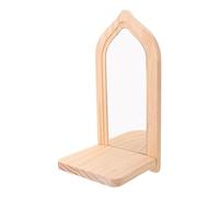Cabilock Aplique de Pared para Velas con Espejo Acrílico Reflectante en Forma de Media Luna, Soporte de Madera Plata para Sala y Dormitorio, Estilo Rústico y Seguro