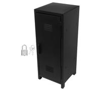 Cabilock Armario de Metal con Cerradura y Llaves, Diseño Compacto en Hierro Negro, Caja de Seguridad Vertical para Oficina y Cocina, Fácil de Limpiar y Organizar
