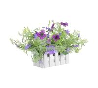 Cabilock Artificial Flower Pots Compact Picket Fence Pot Faux Plants Year-Round Indoor Home Office Table Decor