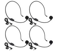 Cabilock Auriculares con Cable y Micrófono de Condensador Omnidireccional Negro, Diadema Ajustable para Cantar, Enseñar y Grabar, 4 Piezas con Conexión de 3 Pines Compatible con