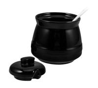 Cabilock Azucarero de porcelana con cuchara: tarro de cerámica de 350 ml para especias y condimentos. Salero compacto para encimera.