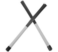 Cabilock Baquetas de Percusión de Nailon de Alta Elasticidad para Caja y Cajón Par de Cepillos Mango Gris y Cerdas Negras Onduladas Accesorio Ligero para Práctica y Ritmo de Batería