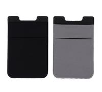 Cabilock Billetera para Teléfono Móvil Adhesiva Doble Capa Monedero de Cuero Duradero Soporte para Tarjeta y Dinero Tamaño Color Doble Negro y Gris Oscuro para Uso Diario