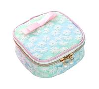 Cabilock Bolsa de Almacenamiento para Mujer con Cremallera Bolsa Cuadrada Pequeña para Toallas Sanitarias Neceser de Algodón con Malla Bordada para Viaje y Oficina Color Verde Degradado
