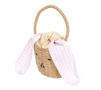 Cabilock Bolsa De Conejo De Ratán Bolso Tote Con Conejito Canasta De Pascua Bolsas Caja De Almacenamiento De Ratán Cesta De Conejito Cubo Tejido a Mano Niño Paño Cesta De Regalo Tejer