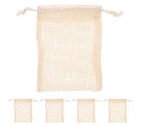 Cabilock Bolsa de Jabón para Ducha de Algodón y Lino, 5 Unidades Cordón Ajustable, Bolsa Exfoliante para Jabón Sólido, Reutilizable Secado Rápido, Adecuado para Baño y Cuidado Personal